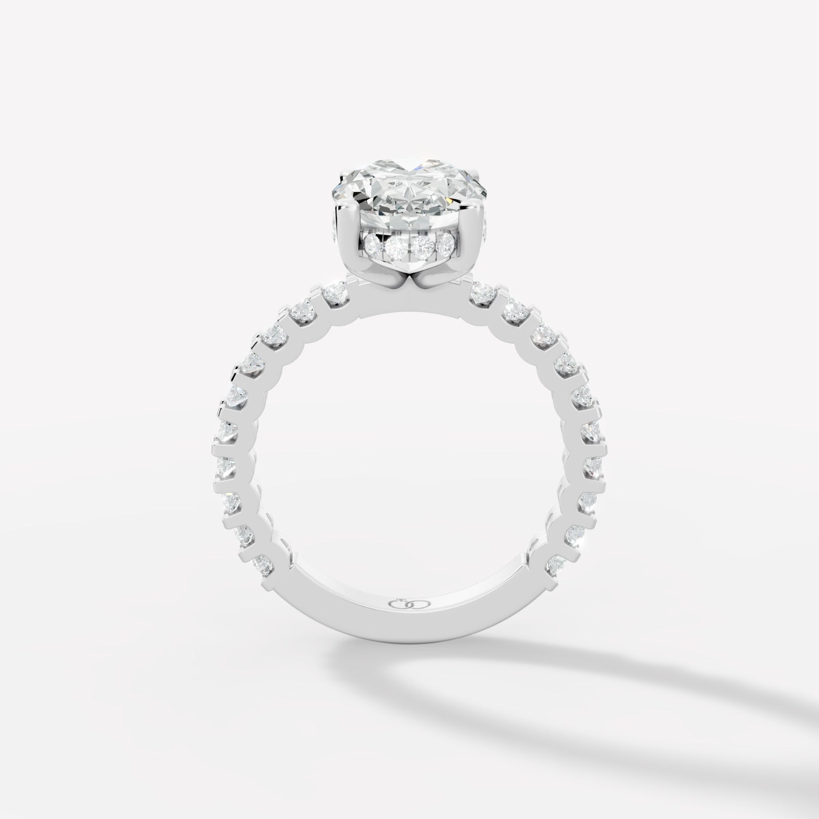 Elegant Oval-Cut Lab-Grown Diamond Engagement Ring with Round Accent Stones - Bijoux Eclore