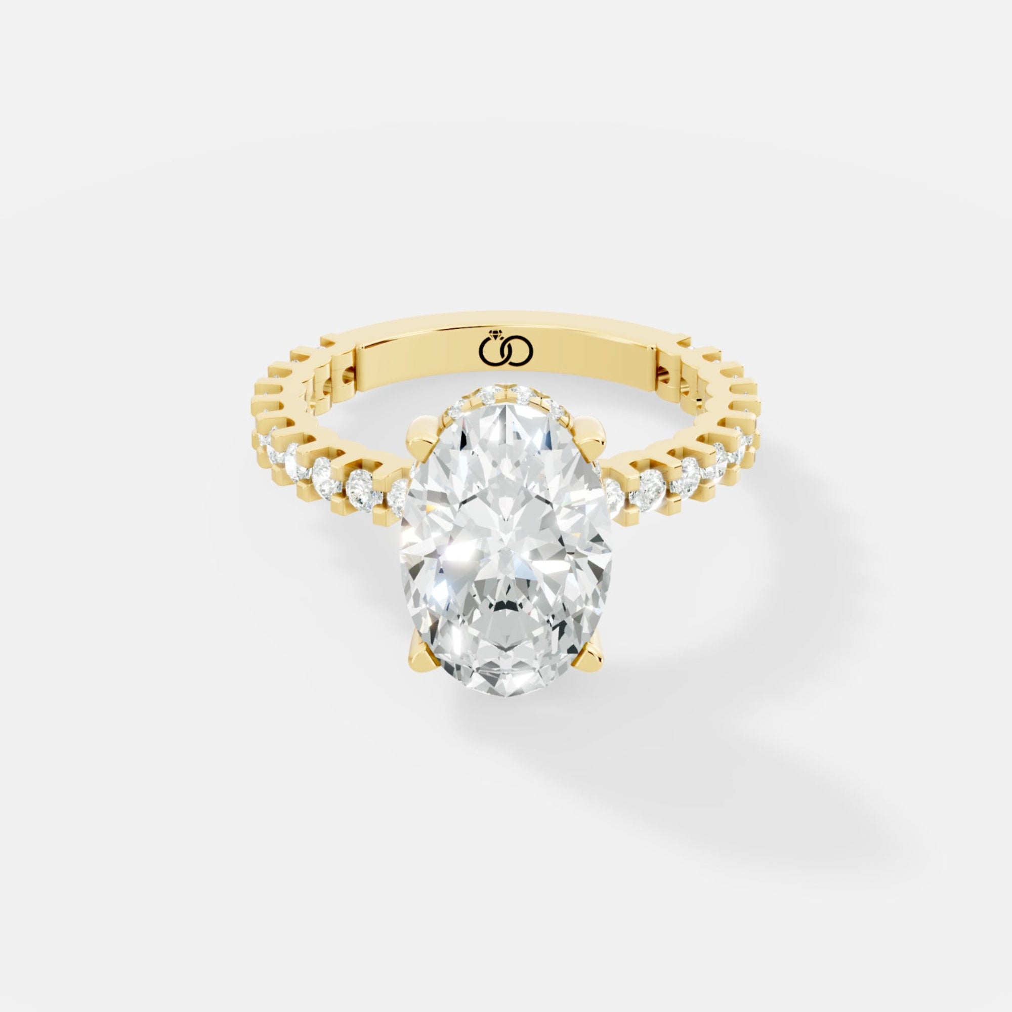 Elegant Oval-Cut Lab-Grown Diamond Engagement Ring with Round Accent Stones - Bijoux Eclore