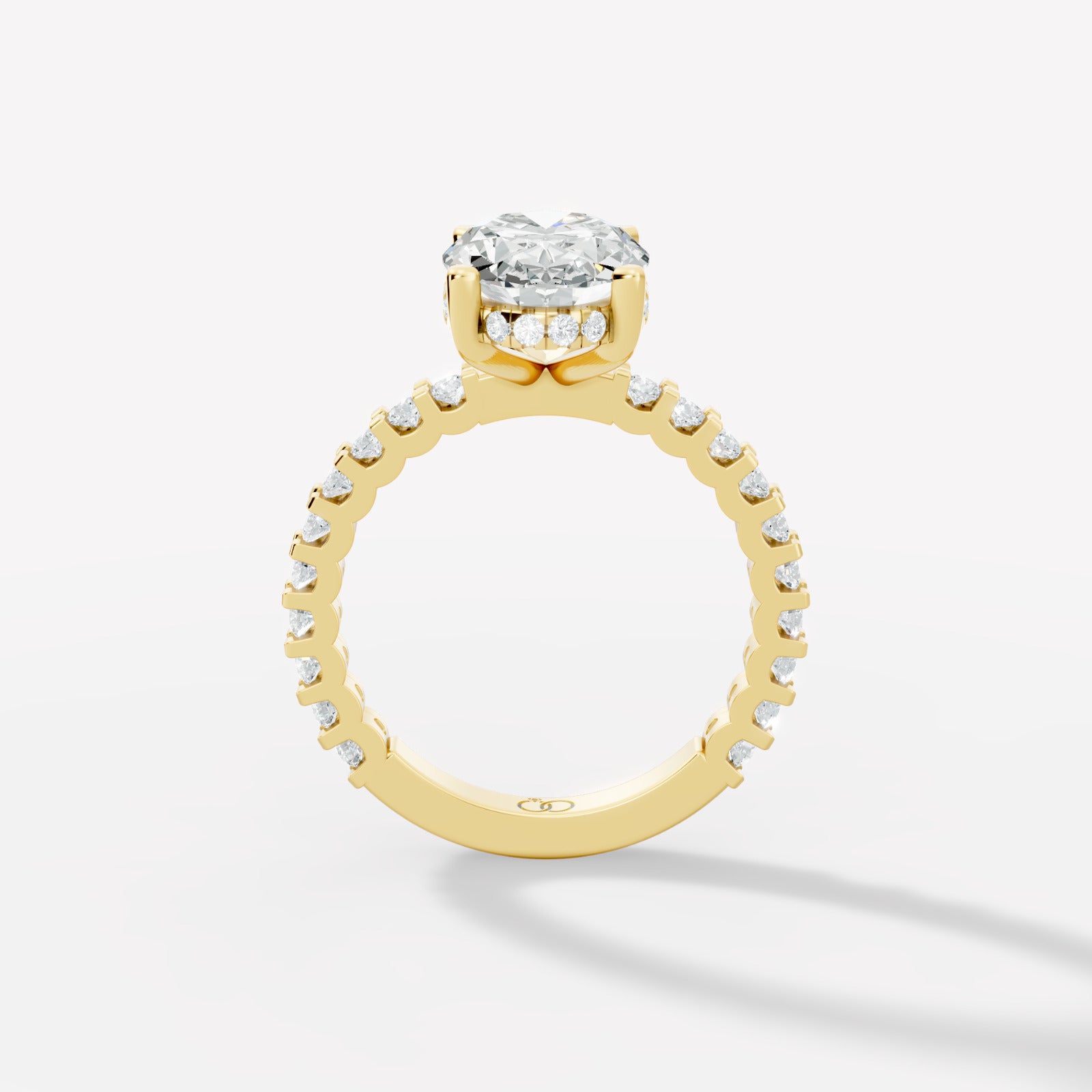 Elegant Oval-Cut Lab-Grown Diamond Engagement Ring with Round Accent Stones - Bijoux Eclore