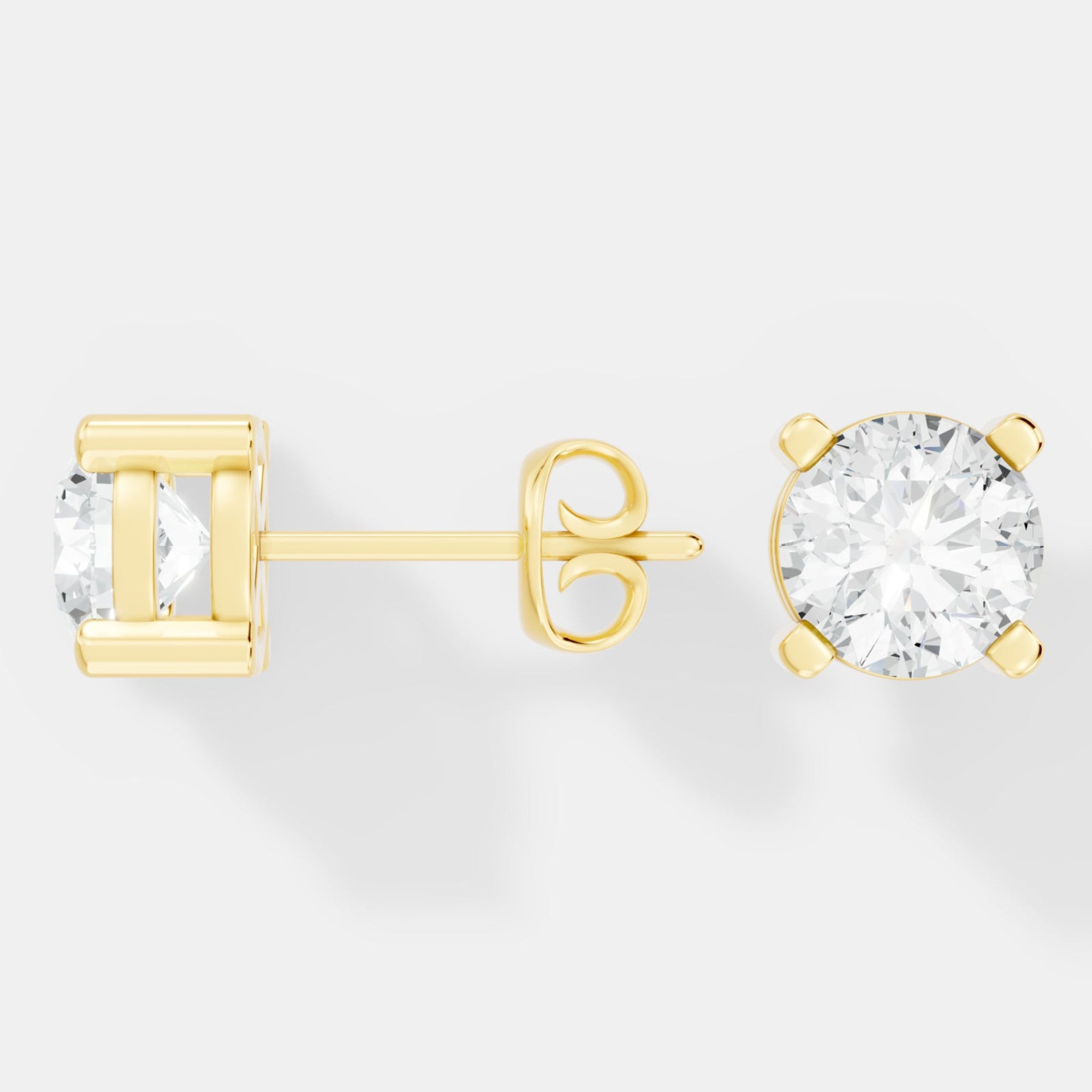 Timeless Round-Cut Lab-Grown Diamond Solitaire Stud Earrings -Prong Setting - Bijoux Eclore