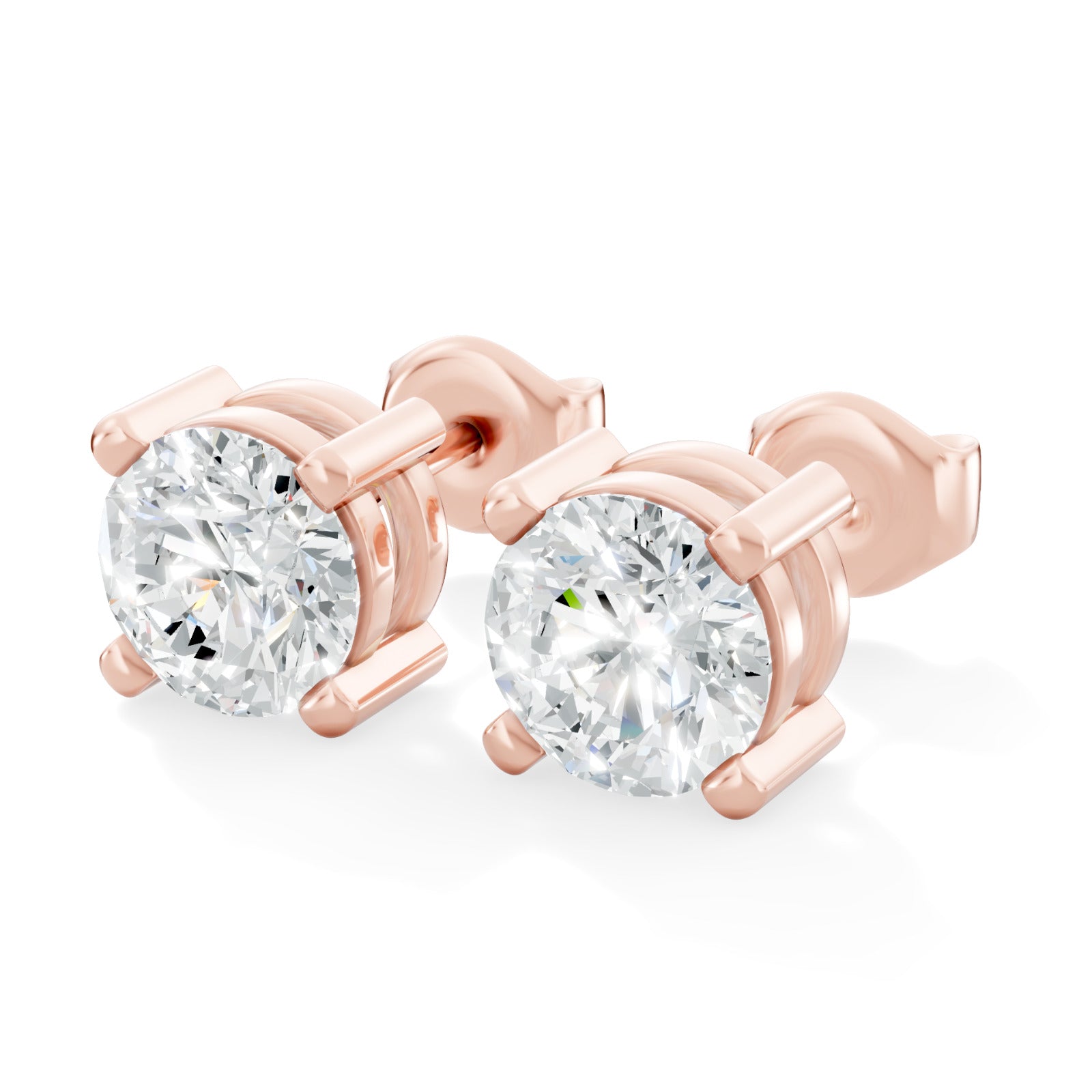 Timeless Round-Cut Lab-Grown Diamond Solitaire Stud Earrings -Prong Setting - Bijoux Eclore