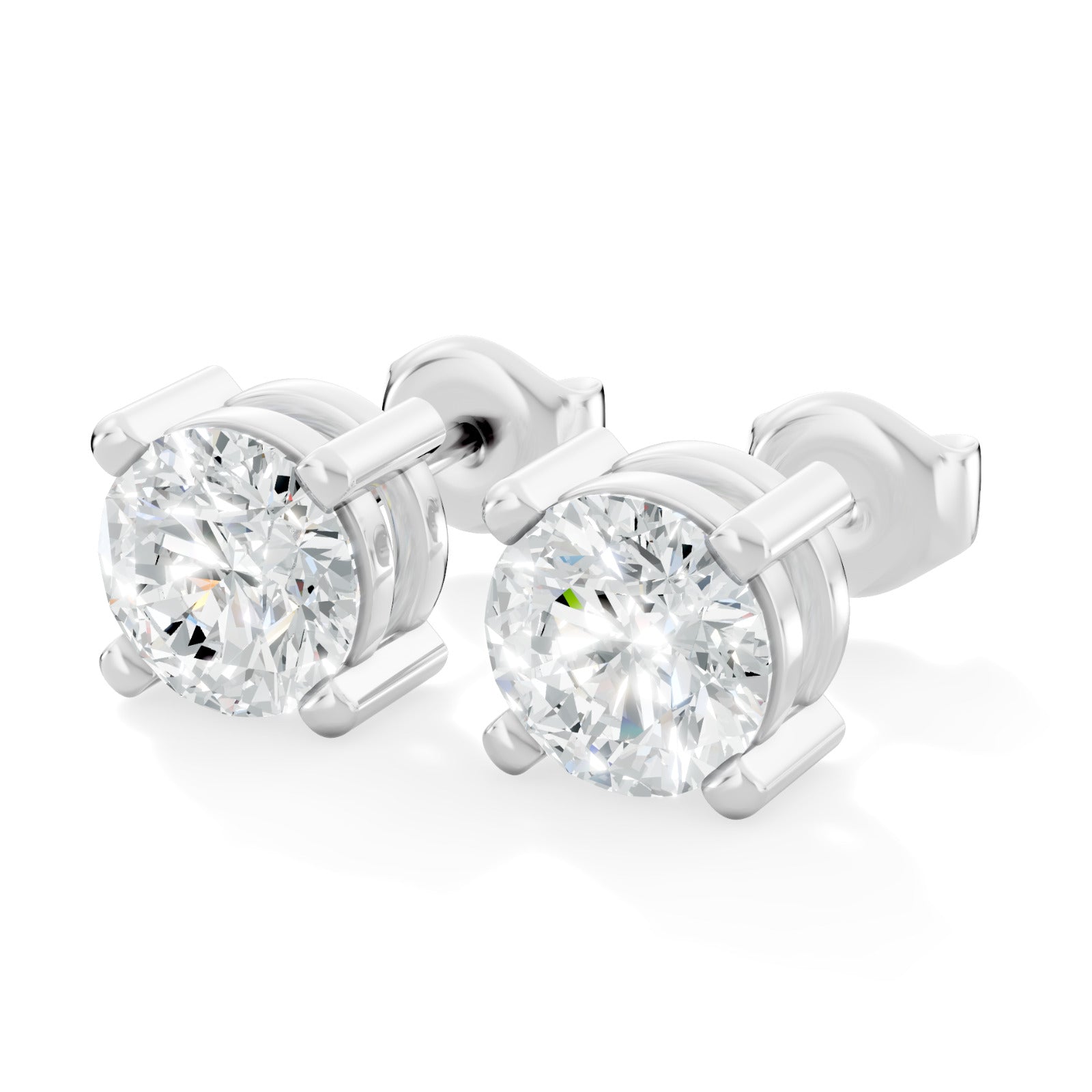 Timeless Round-Cut Lab-Grown Diamond Solitaire Stud Earrings -Prong Setting - Bijoux Eclore