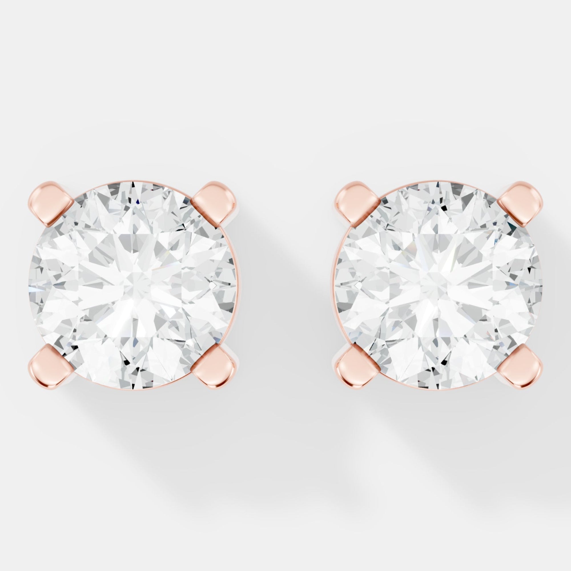 Timeless Round-Cut Lab-Grown Diamond Solitaire Stud Earrings -Prong Setting - Bijoux Eclore