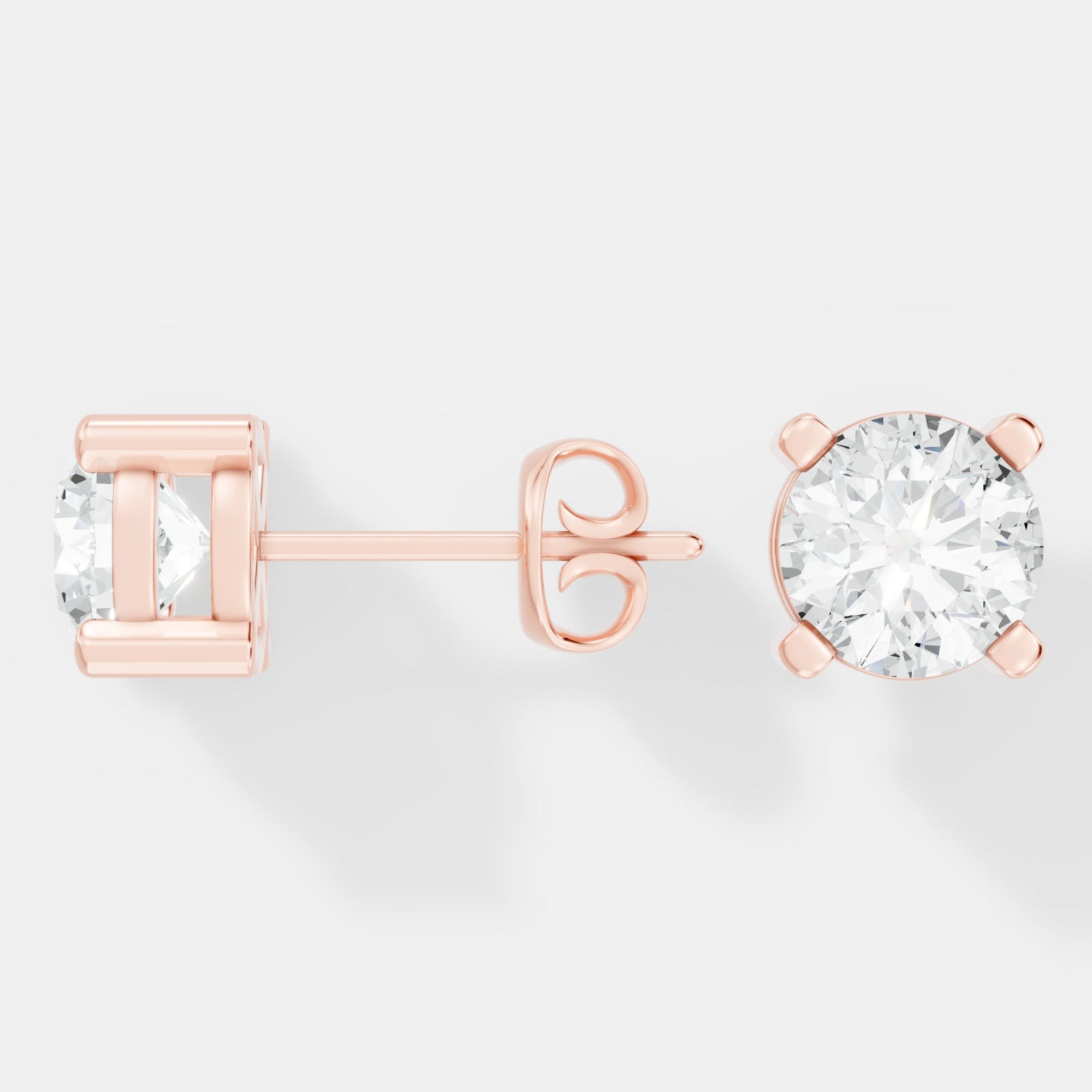 Timeless Round-Cut Lab-Grown Diamond Solitaire Stud Earrings -Prong Setting - Bijoux Eclore