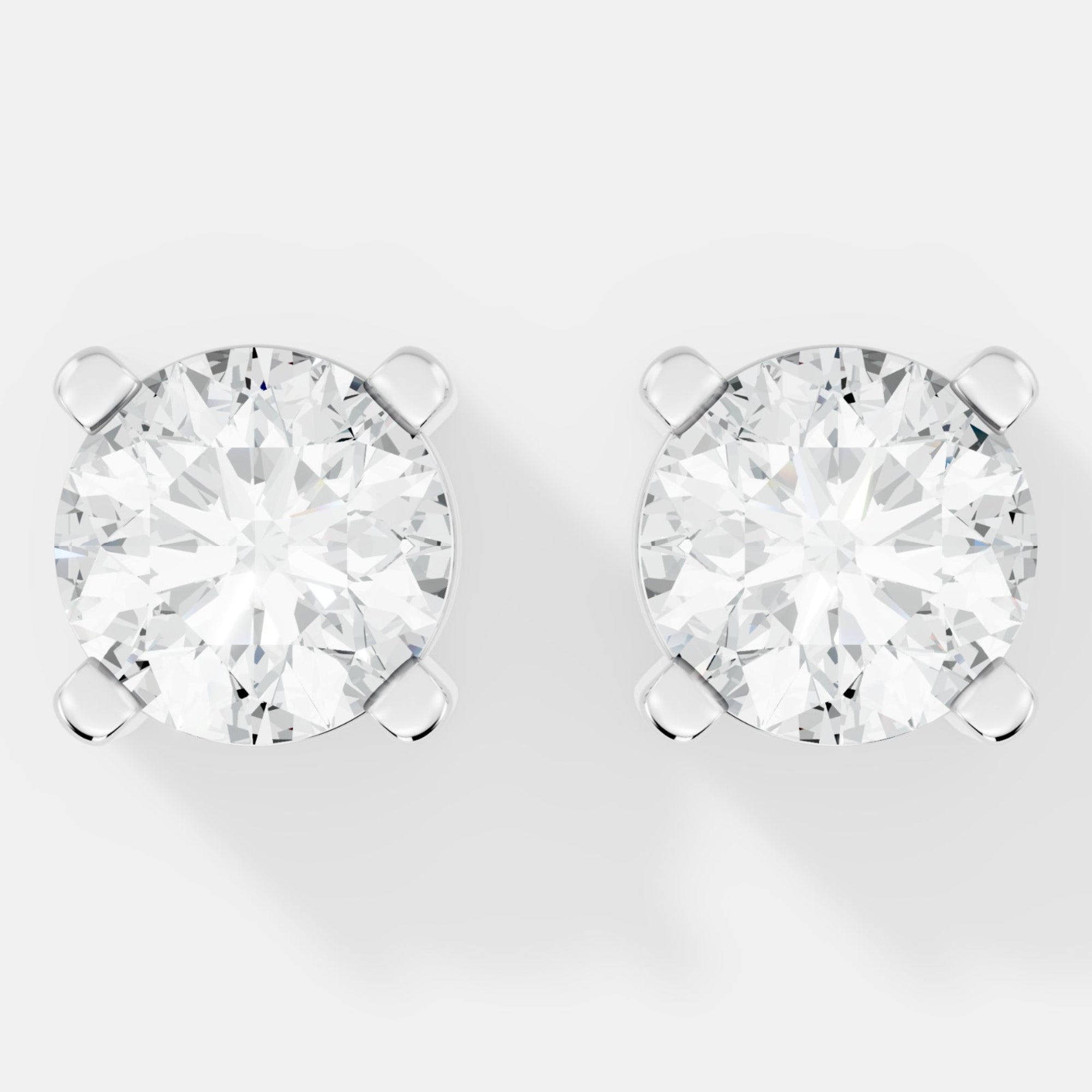 Timeless Round-Cut Lab-Grown Diamond Solitaire Stud Earrings -Prong Setting - Bijoux Eclore