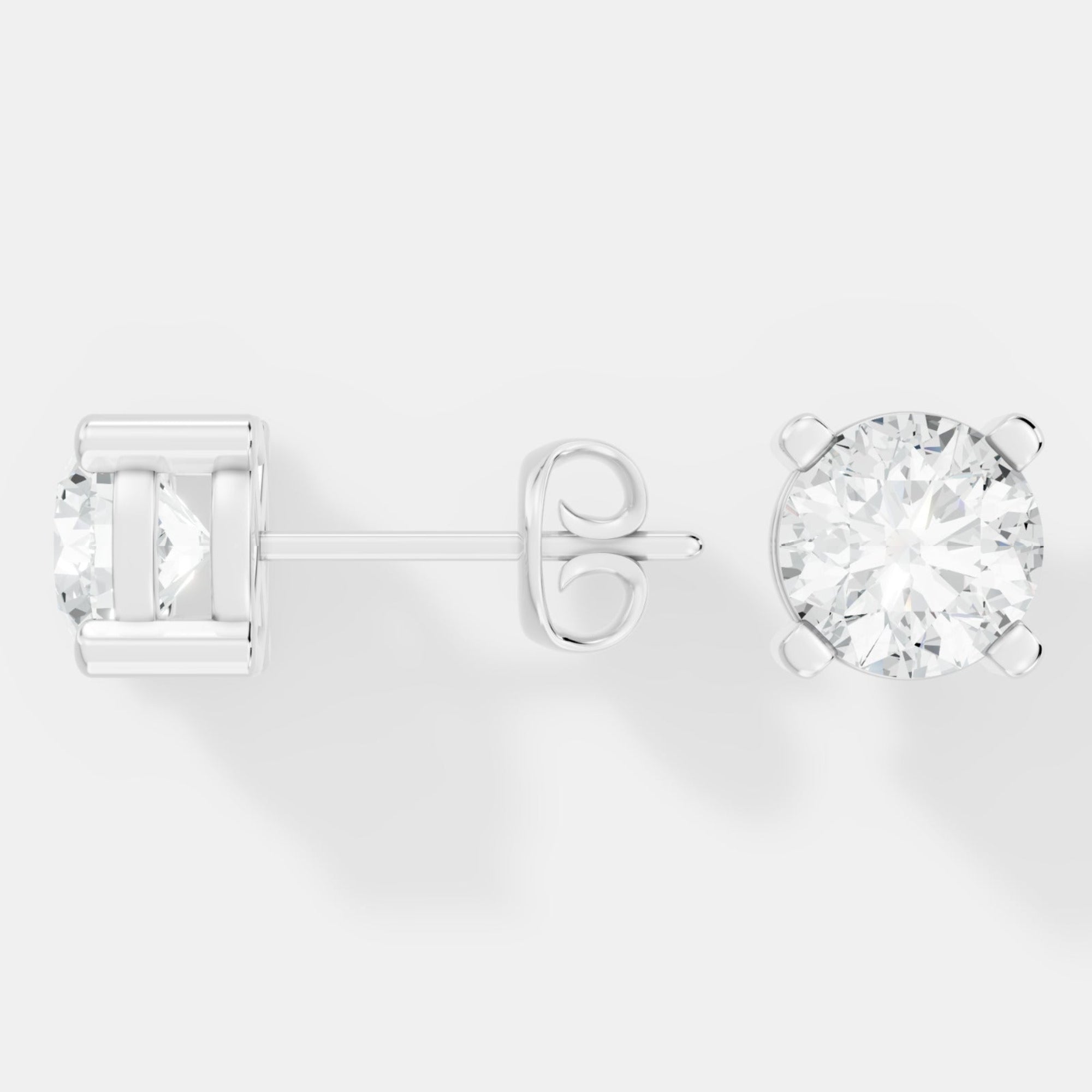 Timeless Round-Cut Lab-Grown Diamond Solitaire Stud Earrings -Prong Setting - Bijoux Eclore