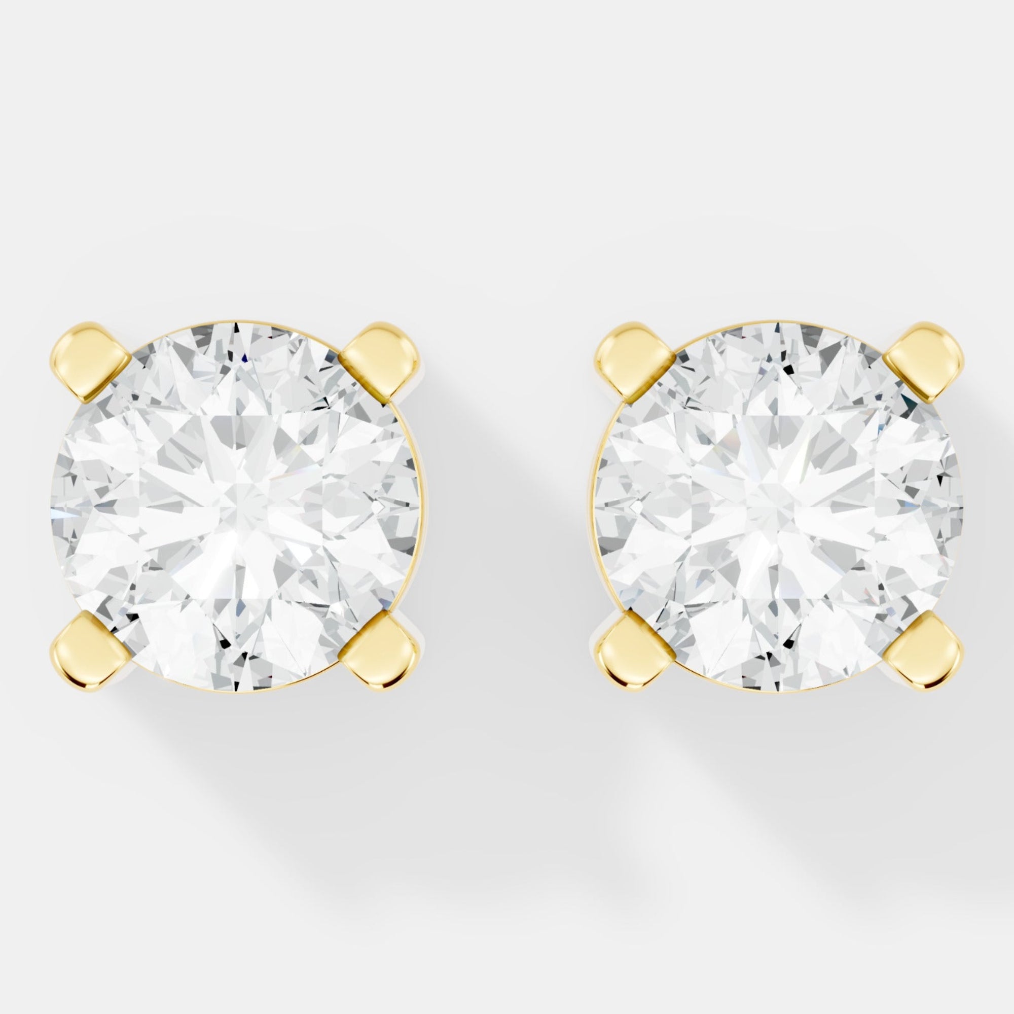 Timeless Round-Cut Lab-Grown Diamond Solitaire Stud Earrings -Prong Setting - Bijoux Eclore