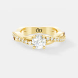 Elegant White Gold Engagement Ring with Twisted Band and Round Brilliant-Cut Diamond - Bijoux Eclore