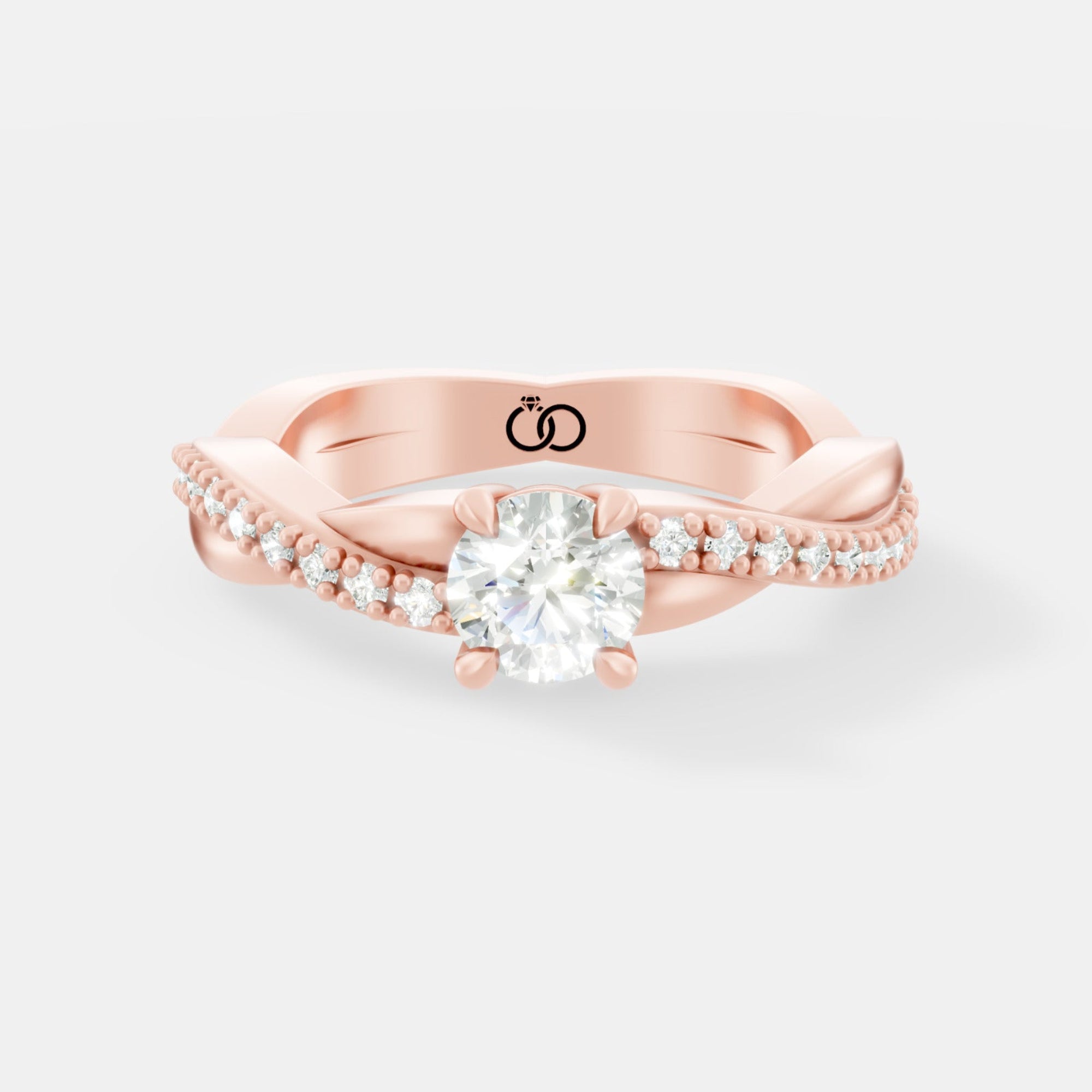 Elegant White Gold Engagement Ring with Twisted Band and Round Brilliant-Cut Diamond - Bijoux Eclore