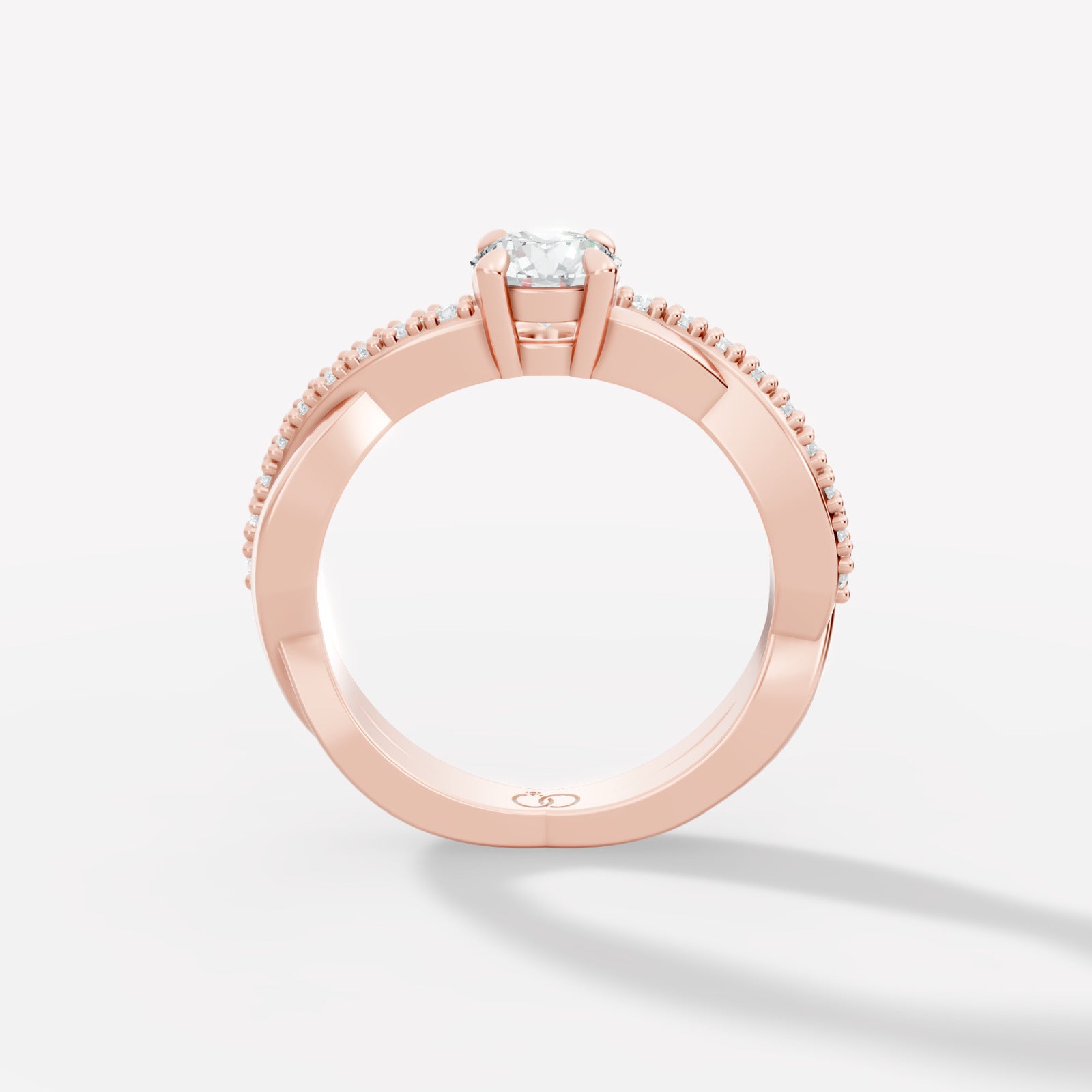 Elegant White Gold Engagement Ring with Twisted Band and Round Brilliant-Cut Diamond - Bijoux Eclore