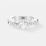 Elegant White Gold Engagement Ring with Twisted Band and Round Brilliant-Cut Diamond - Bijoux Eclore