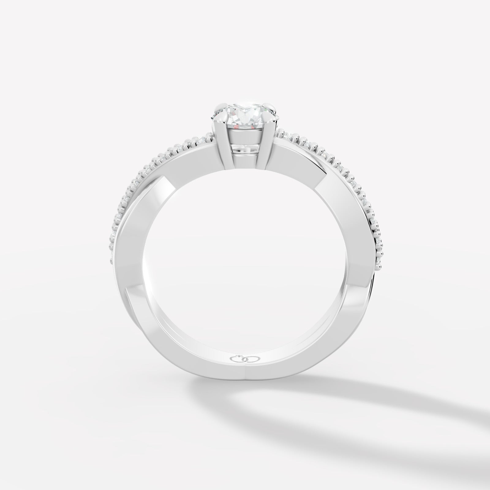 Elegant White Gold Engagement Ring with Twisted Band and Round Brilliant-Cut Diamond - Bijoux Eclore