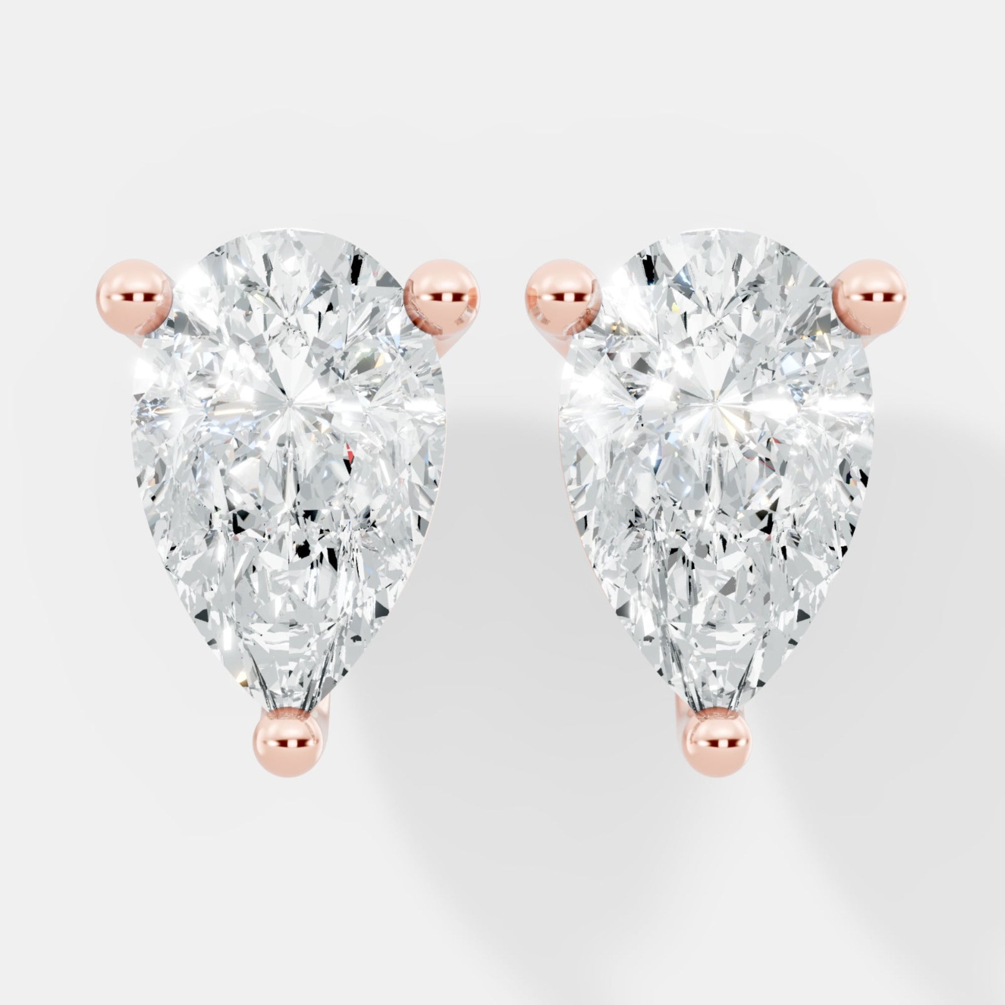 Pear-Cut Lab-Grown Diamond Stud Earrings in Classic Three-Prong Setting - Bijoux Eclore