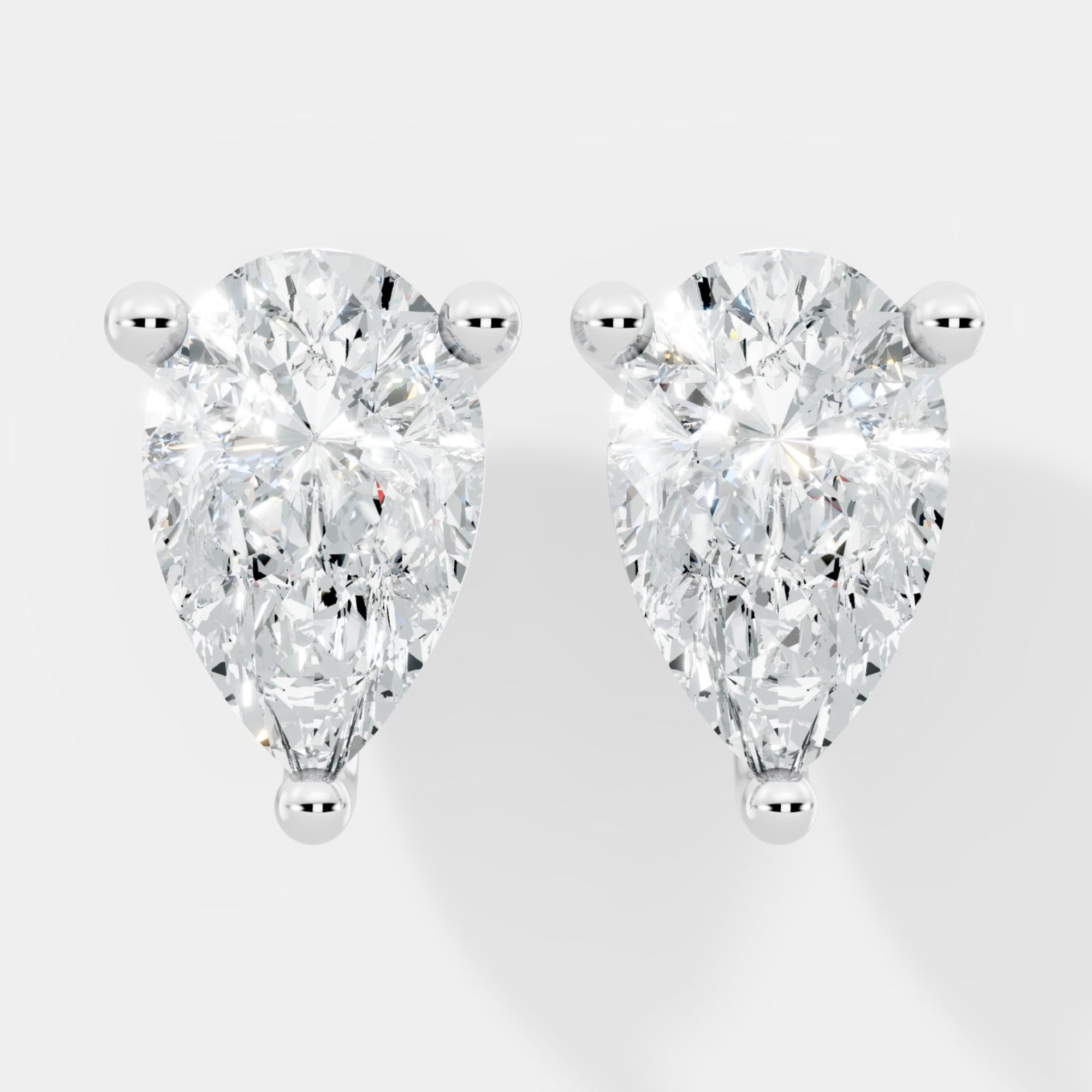 Pear-Cut Lab-Grown Diamond Stud Earrings in Classic Three-Prong Setting - Bijoux Eclore