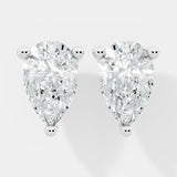 Pear-Cut Lab-Grown Diamond Stud Earrings in Classic Three-Prong Setting - Bijoux Eclore