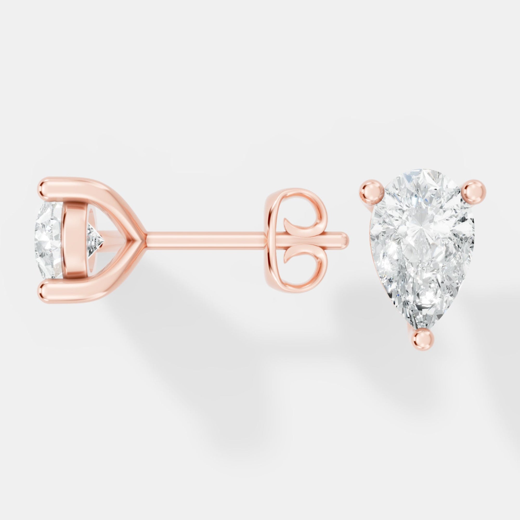 Pear-Cut Lab-Grown Diamond Stud Earrings in Classic Three-Prong Setting - Bijoux Eclore