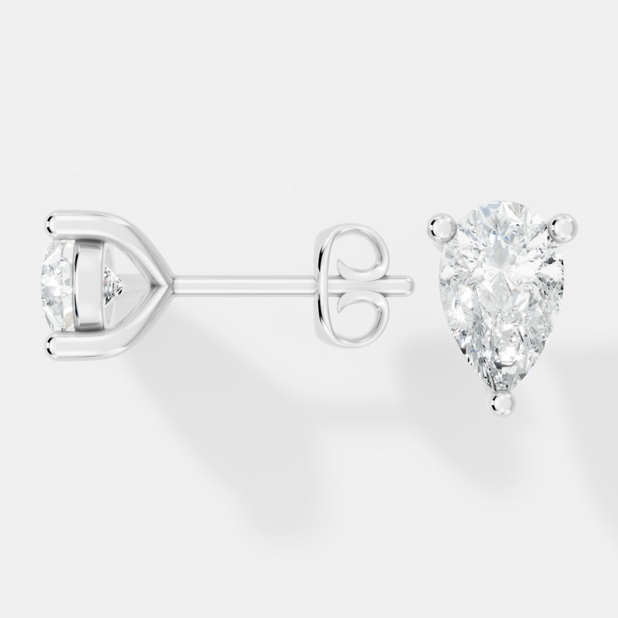 Pear-Cut Lab-Grown Diamond Stud Earrings in Classic Three-Prong Setting - Bijoux Eclore