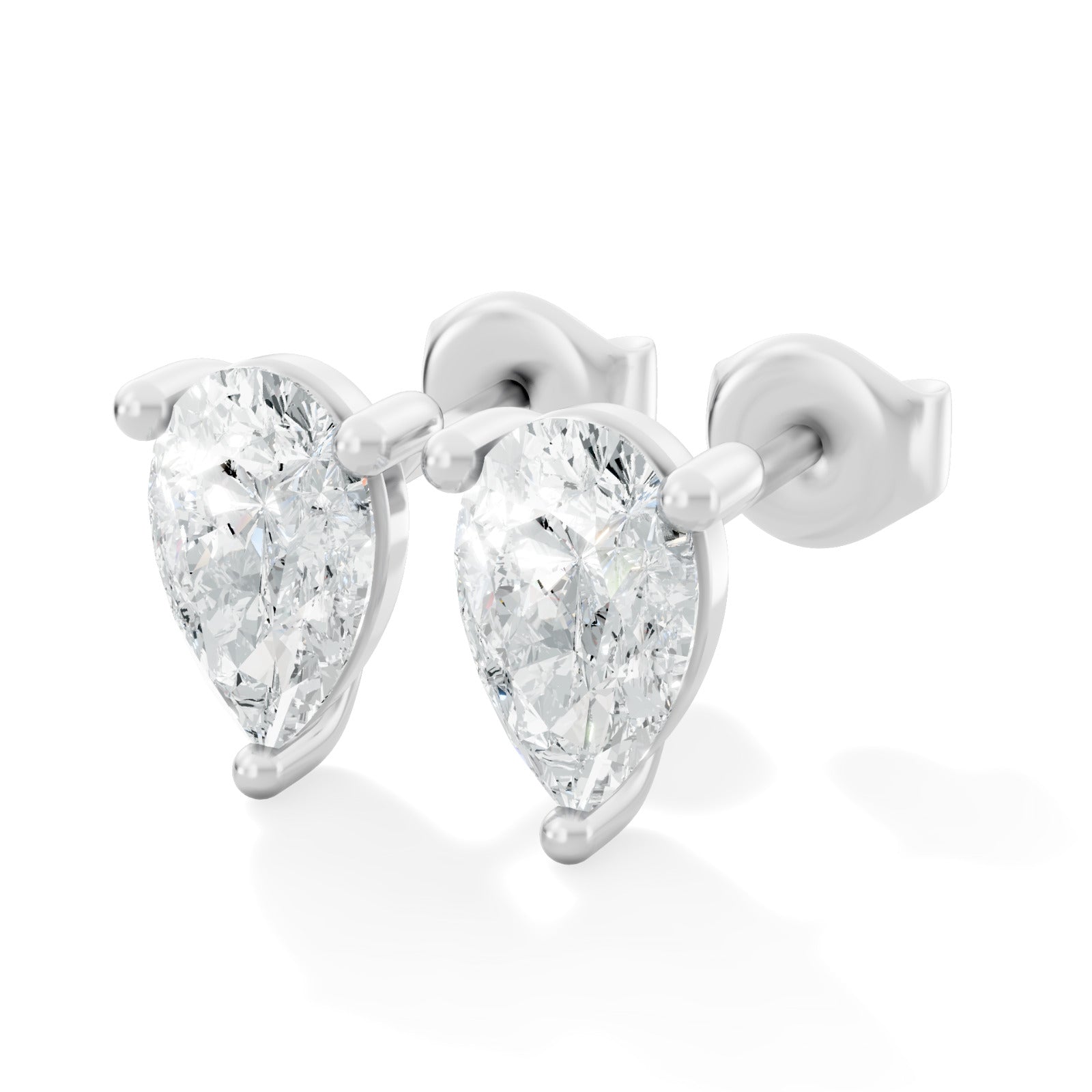 Pear-Cut Lab-Grown Diamond Stud Earrings in Classic Three-Prong Setting - Bijoux Eclore