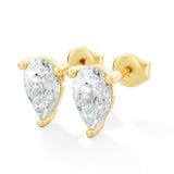 Pear-Cut Lab-Grown Diamond Stud Earrings in Classic Three-Prong Setting - Bijoux Eclore