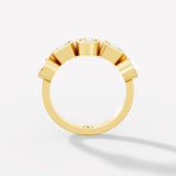 Multi-Shape Lab-Grown Diamond Band Ring Featuring Round, Emerald, and Cushion-Cut Diamonds in Bezel Settings - Bijoux Eclore