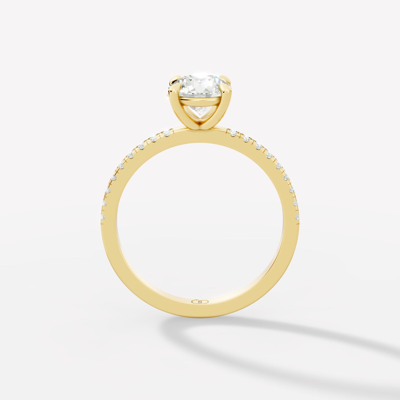 Exquisite Rose Gold Engagement Ring Featuring a Brilliant Round Cut Center Diamond and a Pavé Diamond - Bijoux Eclore