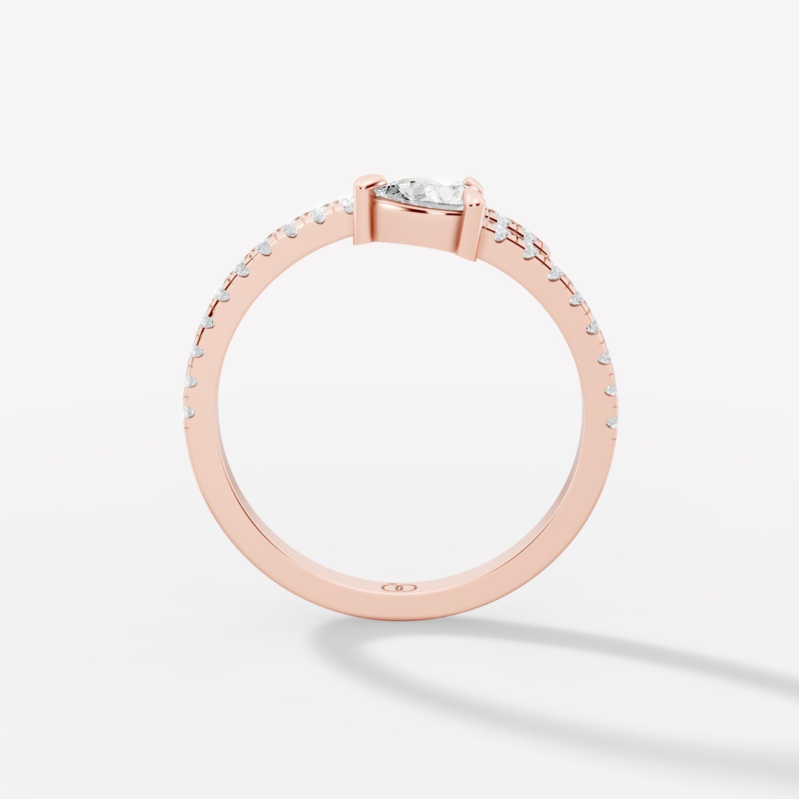 Wrap-Around Pear-Cut Lab-Grown Diamond Ring – Modern Spiral Design with Pavé Band Accents - Bijoux Eclore