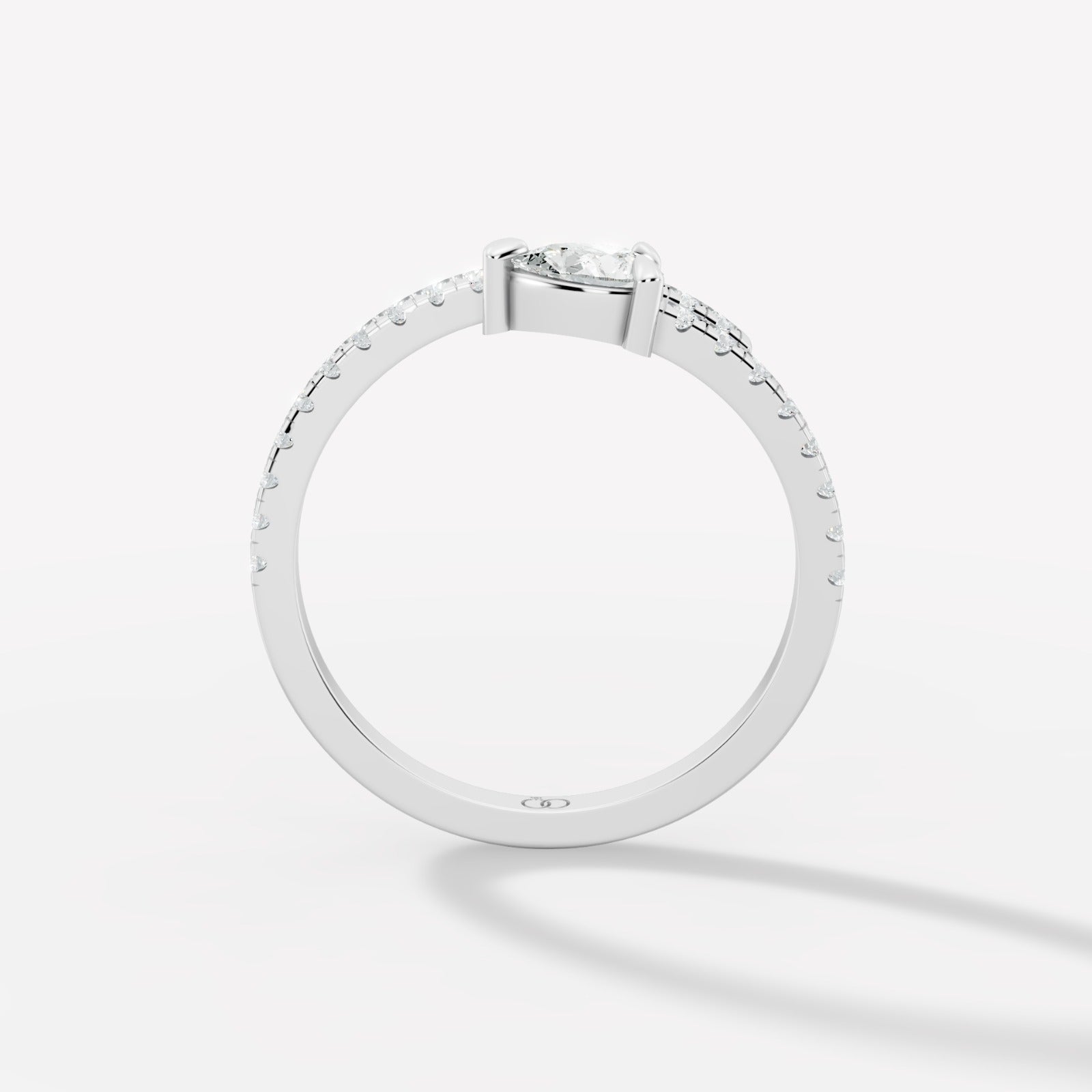 Wrap-Around Pear-Cut Lab-Grown Diamond Ring – Modern Spiral Design with Pavé Band Accents - Bijoux Eclore
