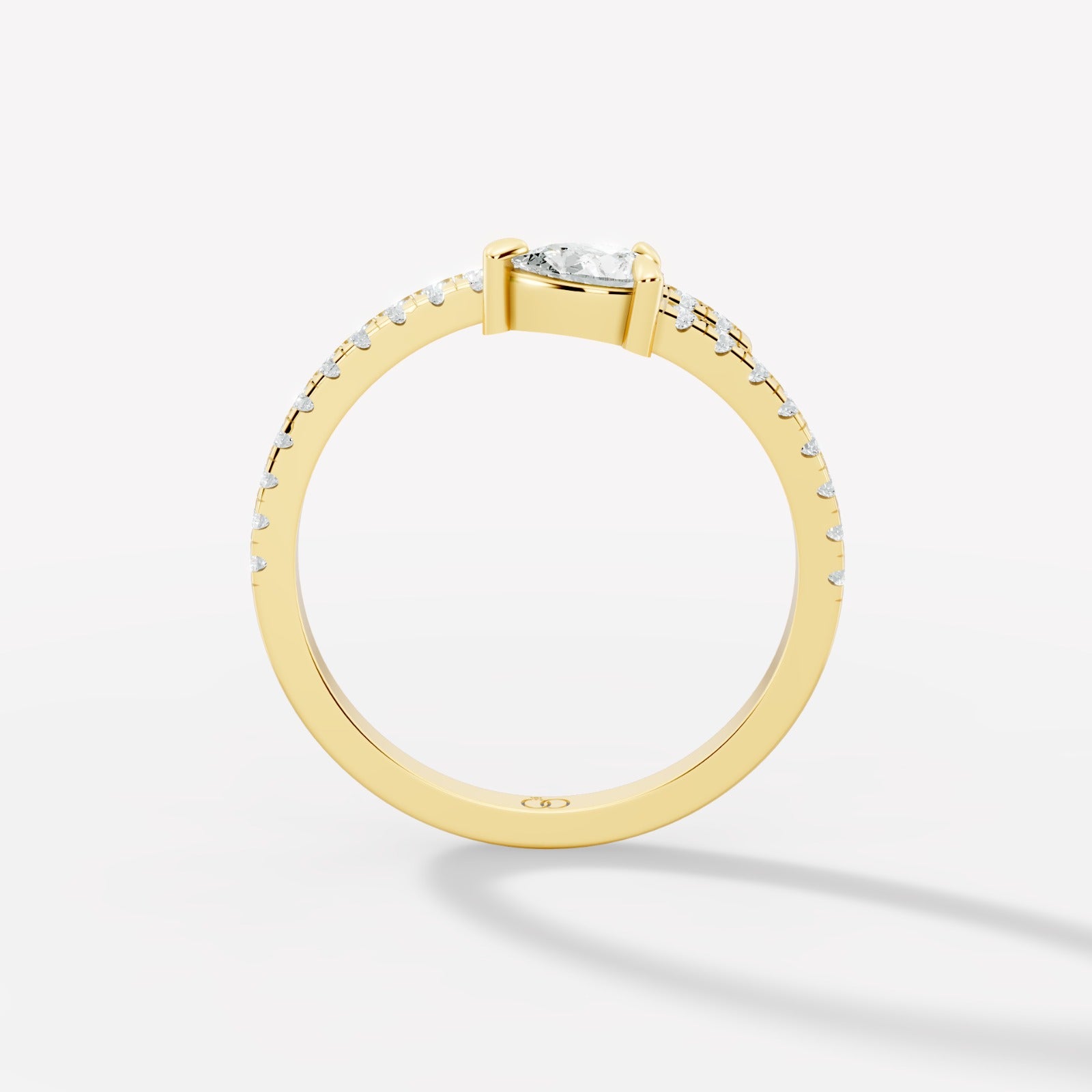 Wrap-Around Pear-Cut Lab-Grown Diamond Ring – Modern Spiral Design with Pavé Band Accents - Bijoux Eclore