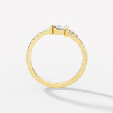 Wrap-Around Pear-Cut Lab-Grown Diamond Ring – Modern Spiral Design with Pavé Band Accents - Bijoux Eclore