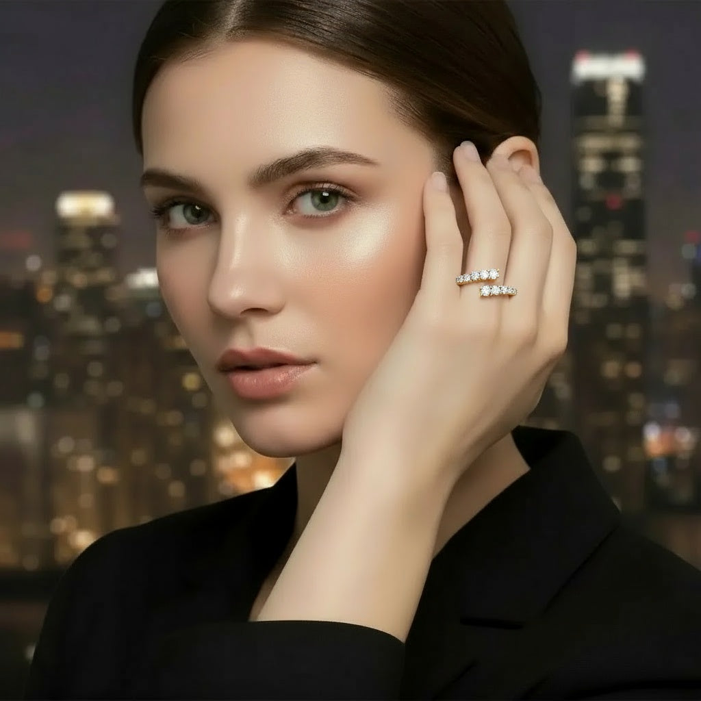 Round-Cut Diamond Wrap Ring – A Contemporary Twist on Timeless Sparkle - Bijoux Eclore