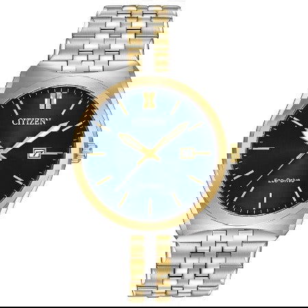 Citizen Eco Drive Blue Dial Two Tone Steel Bracelet Men's Dress Watch BM7334-58L