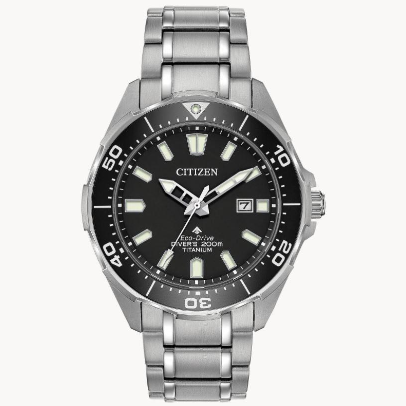 Citizen Promaster Diver Eco Drive Black Dial Men's Titanium Watch BN0200-56E