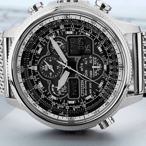 Citizen Promaster NaviHawk Chrono AT Black Dial Mesh Band Men's Watch JY8030-83E