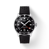 Montre à quartz Tissot Seastar 1000 GMT avec cadran noir et bracelet en caoutchouc T120.852.17.051.00