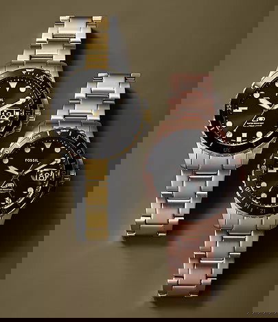 Fossil Blue Dive Three-Hand Date Two-Tone Stainless Steel Watch FS6031