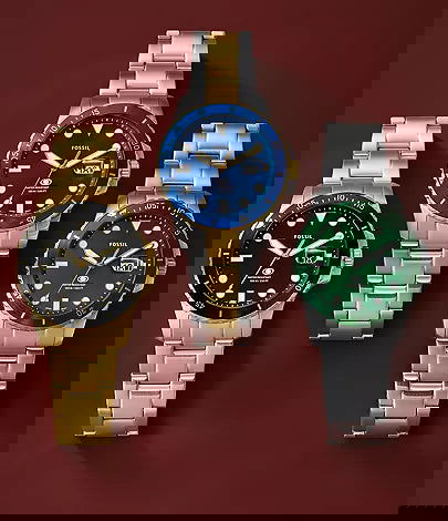 Fossil Blue Dive Three-Hand Date Two-Tone Stainless Steel Watch FS6034