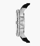 Fossil Blue GMT Black Silicone Stainless Steel Men's Watch FS6036