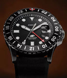 Fossil Blue GMT Black Silicone Stainless Steel Men's Watch FS6036