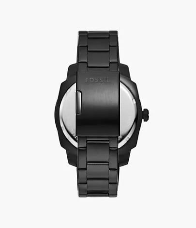 Fossil Machine Three-Hand Date Black Stainless Steel Watch FS5971