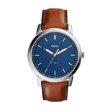 Fossil Minimalist Blue Dial Brown Leather Men's Watch FS5304