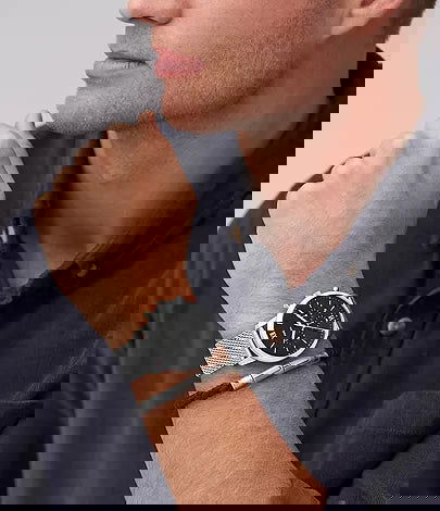 Fossil Neutra Chronograph Stainless Steel Mesh Watch and Bracelet Box Set FS6020SET