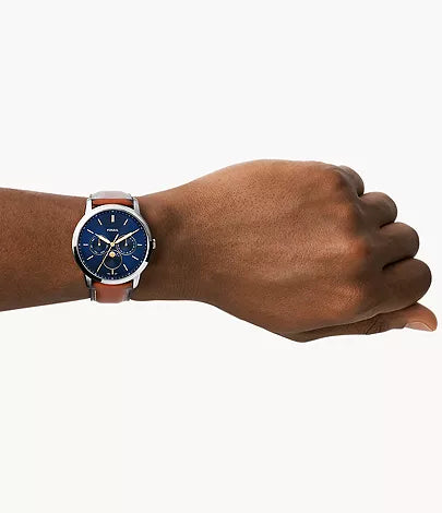 Fossil Neutra Moonphase Multifunction Brown LiteHide Leather Watch FS5903