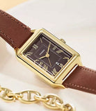 FOSSIL Raquel Three-Hand Date Medium Brown LiteHide Leather Watch ES5303