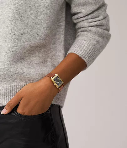 FOSSIL Raquel Three-Hand Date Medium Brown LiteHide Leather Watch ES5303