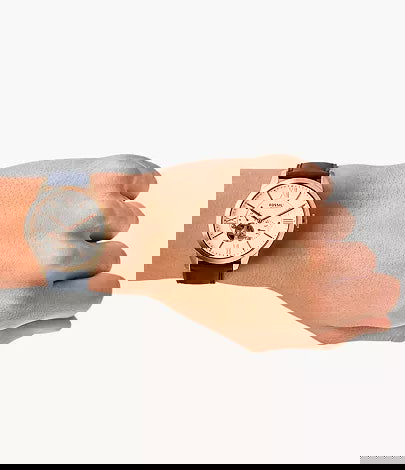 Fossil Townsman Automatic Navy Leather Watch ME3171