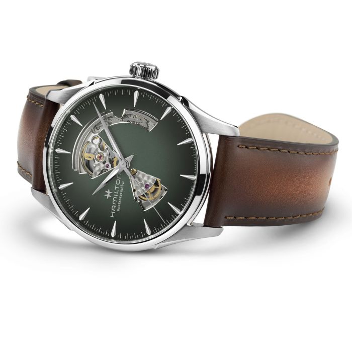 Hamilton Jazzmaster Open Heart Auto 42mm  Brown Leather Strap H32705560 - Bijoux Eclore