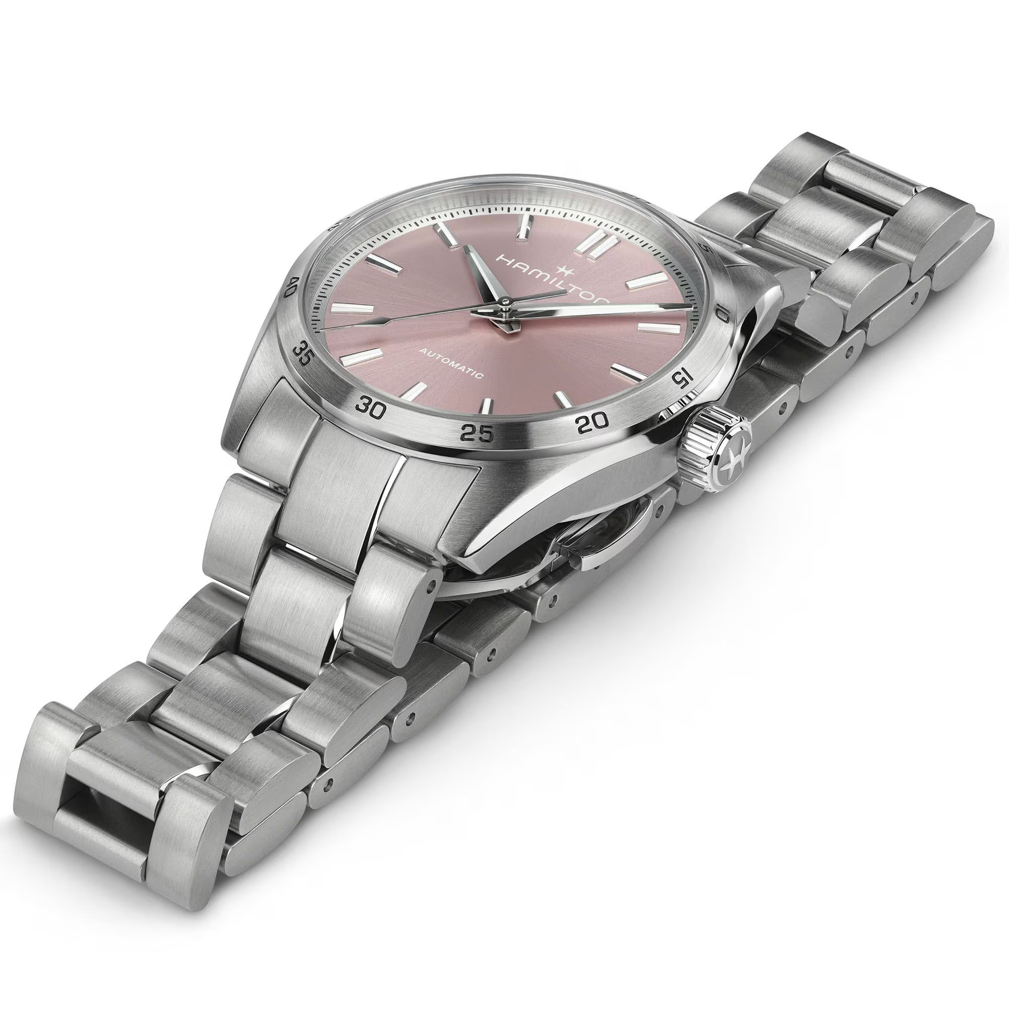 Hamilton Jazzmaster Performer Auto Pink Dial Stainless Steel Women's Watch H36105171 - Bijoux Eclore