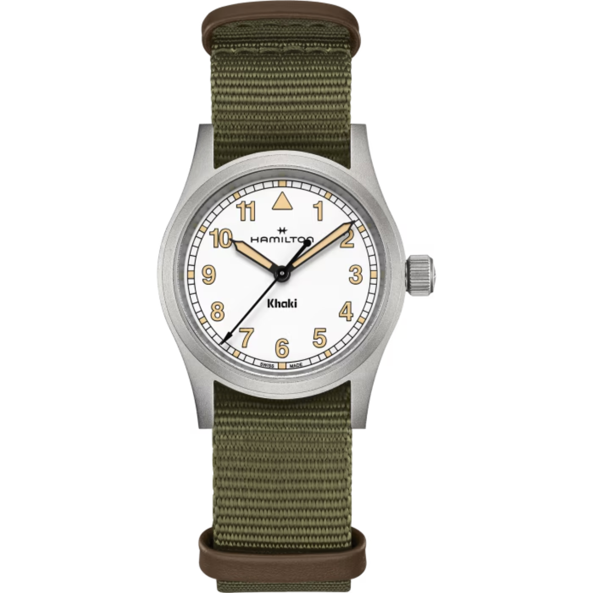 Hamilton Khaki Field Quartz 33mm White Dial Fabric Strap  H69301910 - Bijoux Eclore