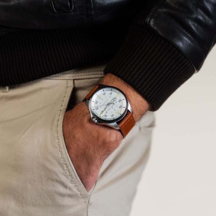 Hamilton Khaki Aviation Pilot Day Date Auto Automatic Silver Dial H64635550