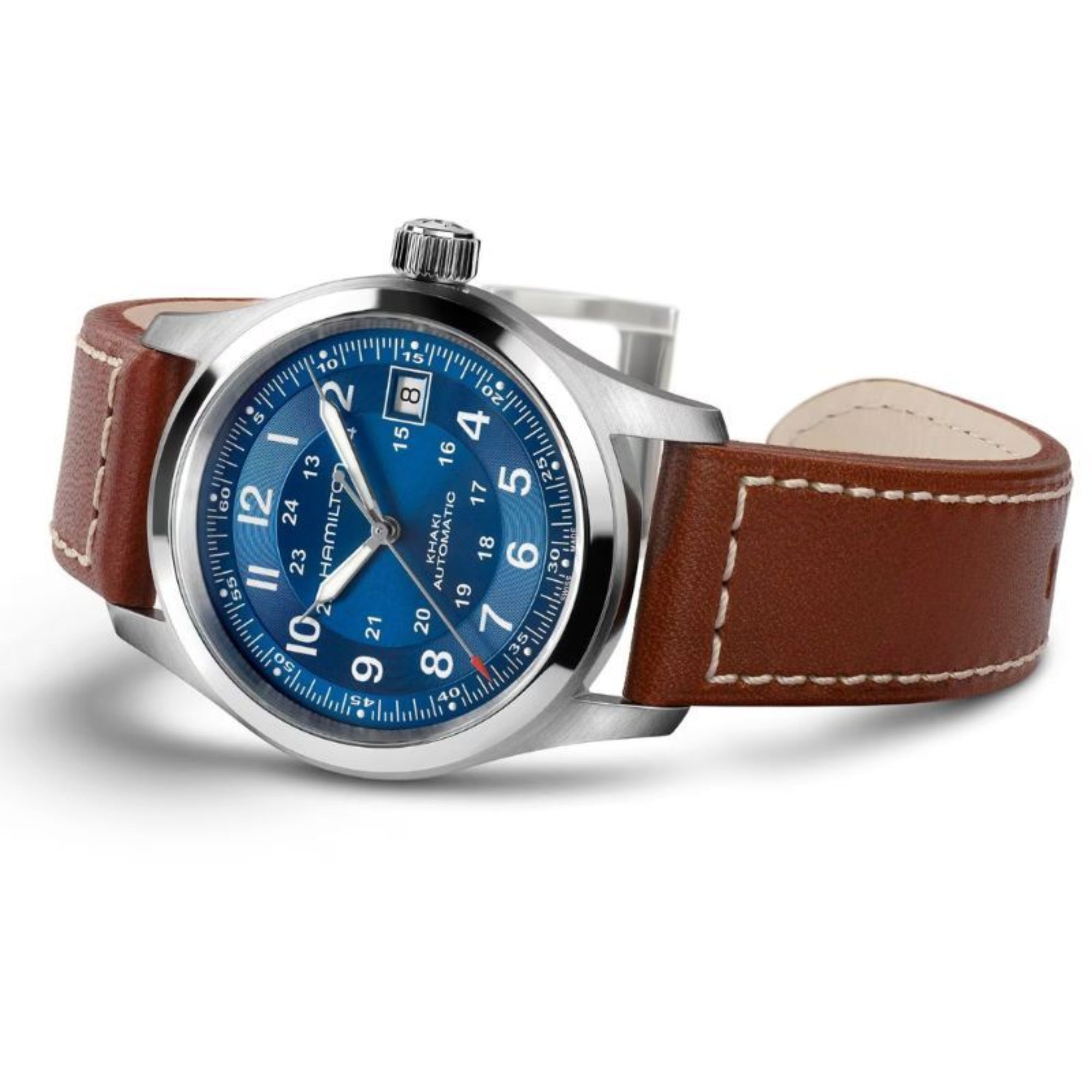 Hamilton Khaki Field Blue Dial Leather Strap Men’s Watch H70455540 - Bijoux Eclore